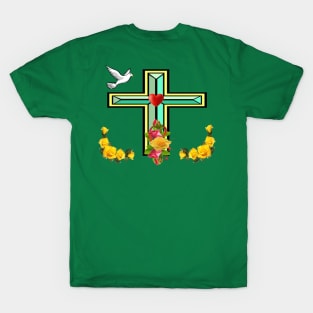 CHRISTIAN CROSS With YELLOW ROSES T-Shirt